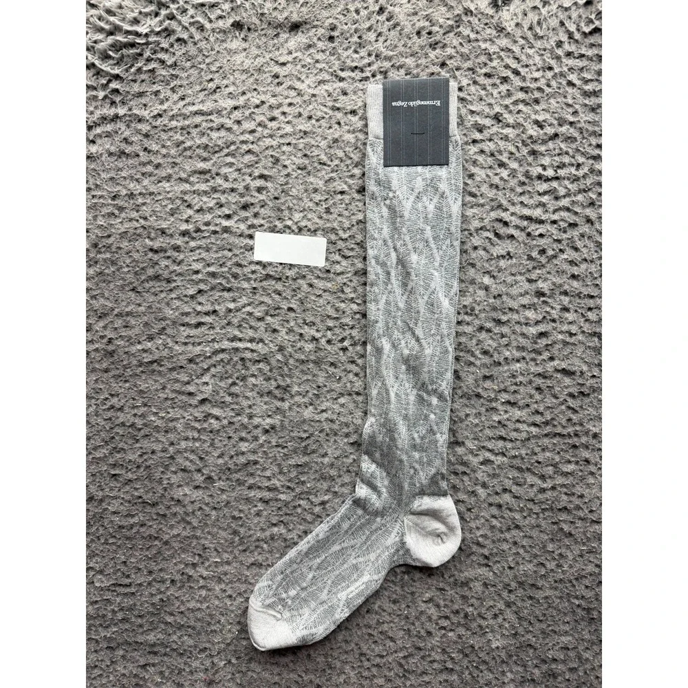 NWT Ermenegildo Zegna Leaf Patterned Knee Socks Potash Fant One Size Unisex